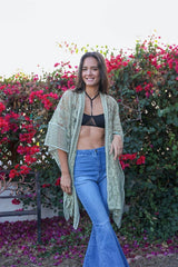 Open Front Floral Knit Kimono – Casual Elegance