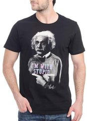 Einstein I'm With Stupid Black Half Sleeve Men