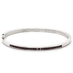 LO851 - Imitation Rhodium Brass Bangle with Top Grade Crystal in