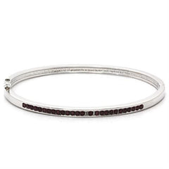 LO851 - Imitation Rhodium Brass Bangle with Top Grade Crystal in