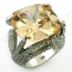 LOA649 - Rhodium 925 Sterling Silver Ring with AAA Grade CZ in