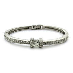 LOAS1329 - Rhodium 925 Sterling Silver Bangle with AAA Grade CZ in