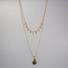 Labradorite Layered Pendant and Beads Necklace