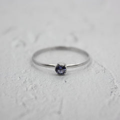 Dainty Iolite Solitaire Sterling Silver Ring