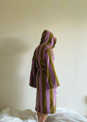 Ultra Soft Retro Whimsical Stripe Bath Robe - 100% Organic