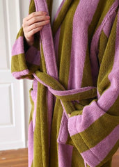 Ultra Soft Retro Whimsical Stripe Bath Robe - 100% Organic