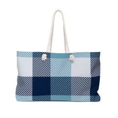 Weekender Tote Bag - Blue/white Plaid