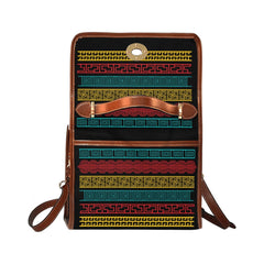 Women’s Handbag - Canvas Top Handle Shoulder Bag - Black / Geometric