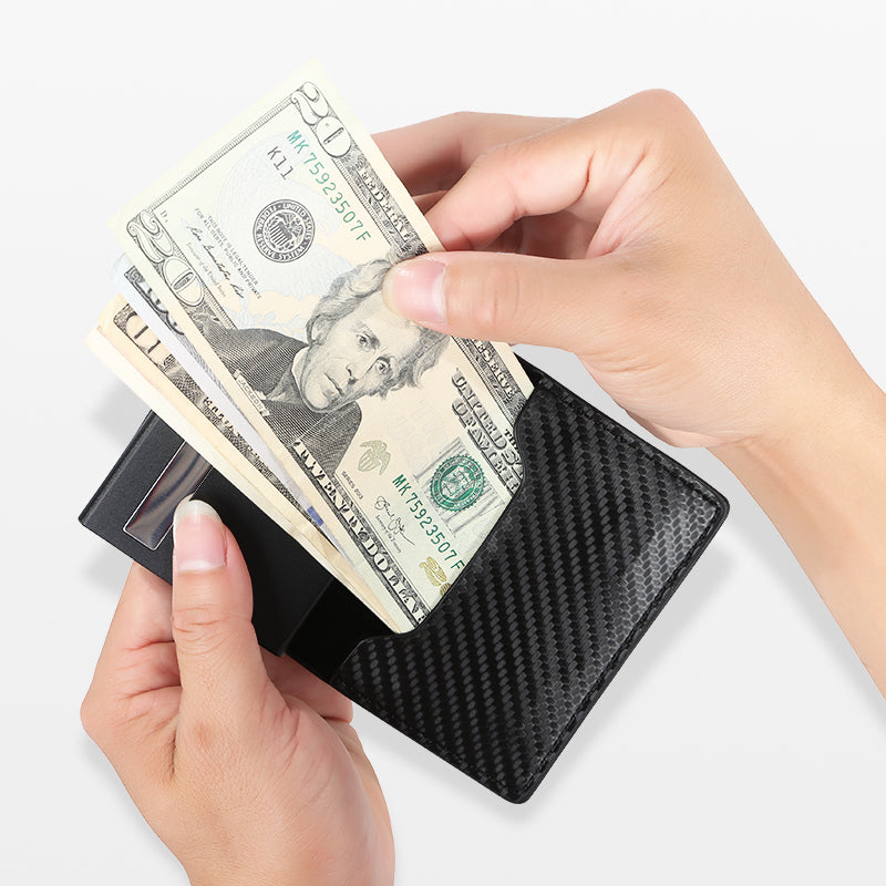 Men's Slim Wallet, RFID Metal Aluminum Shell Men's Automatic Card