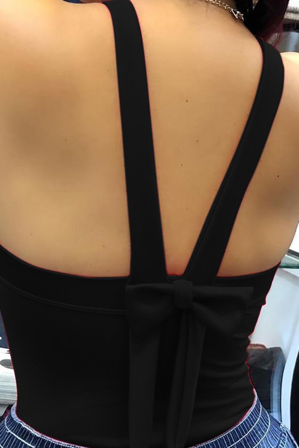 Thick Strap Backless Bowknot Tank Top