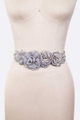 Mix Georgette Flower Embellished Sash Belt