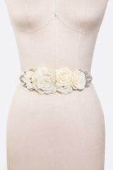 Mix Georgette Flower Embellished Sash Belt