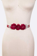 Chiffon Flower Embellished Sash Belt