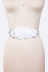 Mix Georgette Flower Embellished Sash Belt