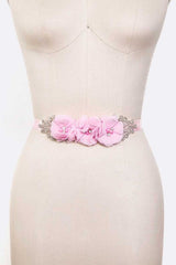 Chiffon Flower Embellished Sash Belt