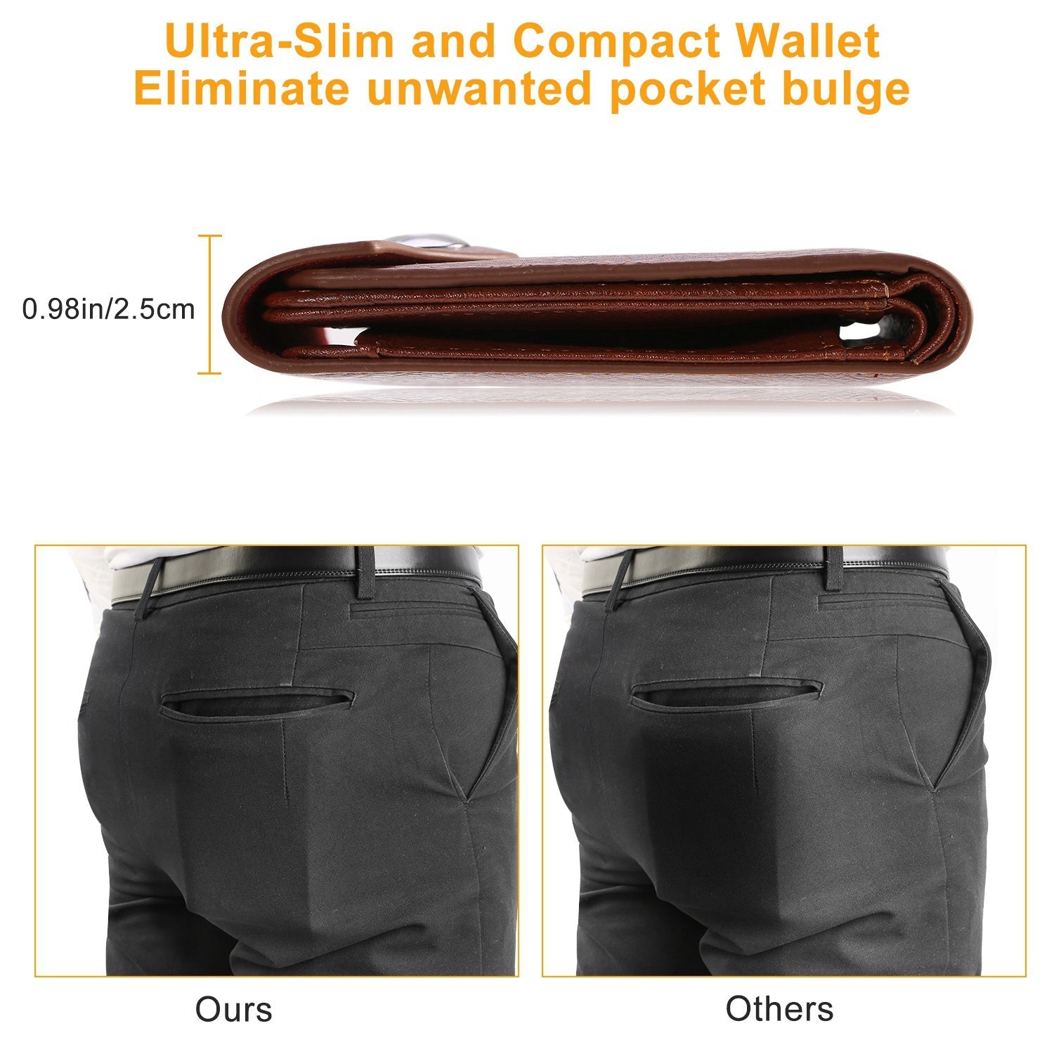 1Pc Men  Wallet PU Leather Purse Slim Card Holder Cases With 2 ID