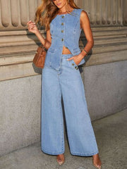 Button Decor High Rise Jeans for Women Effortless Style