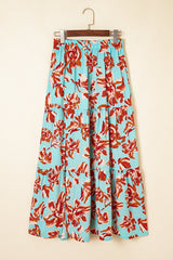 Boho Floral Side Slit Tiered Maxi Skirt