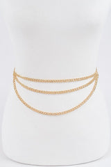 Rhinestone Heart Charm Layer Chain Belt