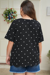 Plus Size Polka Dot Scallop Hem T-Shirt
