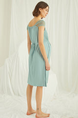 Shopymommy 18467 Lace Maternity & Nursing Nightgown With Robe Set