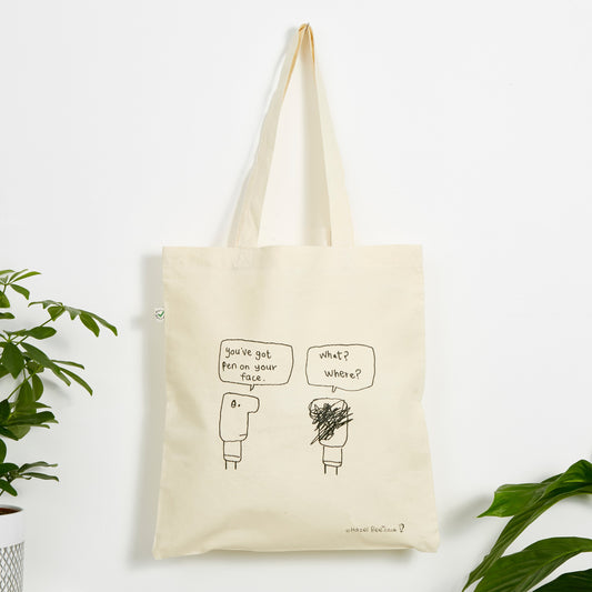 Pen On Face Bag | Funny Tote Bag Gift for Friend
