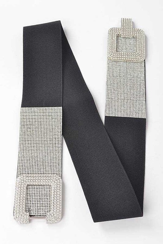 Crystal Buckle Rhinestone Elastic Belt