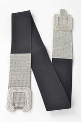 Crystal Buckle Rhinestone Elastic Belt