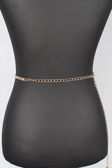 Dainty Rhinestone Heart Charm Chain Belt