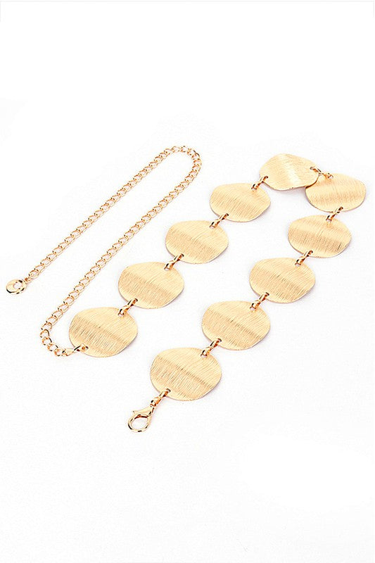Satin Textured Disk Chain Belt