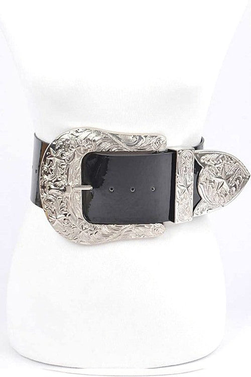 Plus Size Iconic Buckle Statement Patent Belt