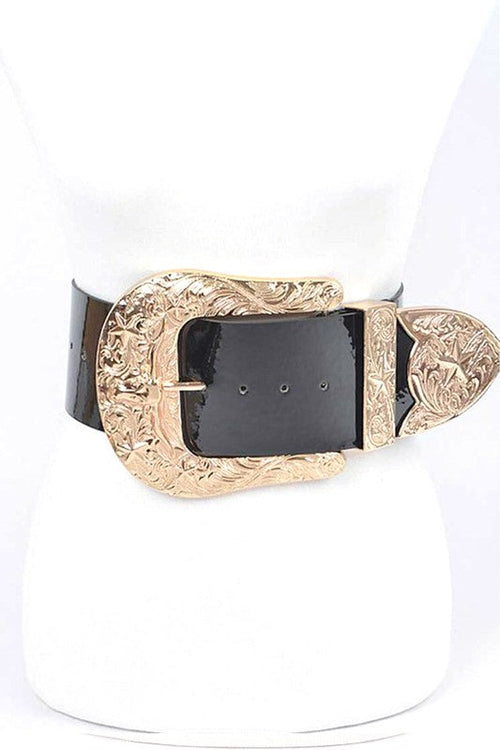 Plus Size Iconic Buckle Statement Patent Belt