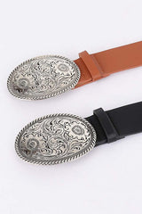 Engraved Western Buckle Fashion Belt