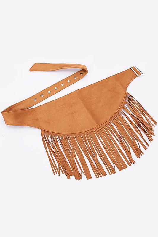 Faux Suede Fringe Western Belt