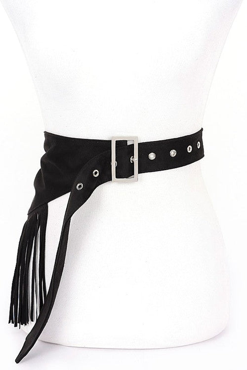 Faux Suede Fringe Western Belt