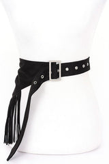 Faux Suede Fringe Western Belt