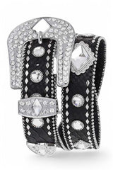 Crystal Embellished Fashion Leather Belt
