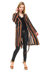 Striped Long Sleeve Belted Jacket