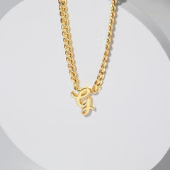 Personalized Letter Necklace, Curb Chain Necklace For Women