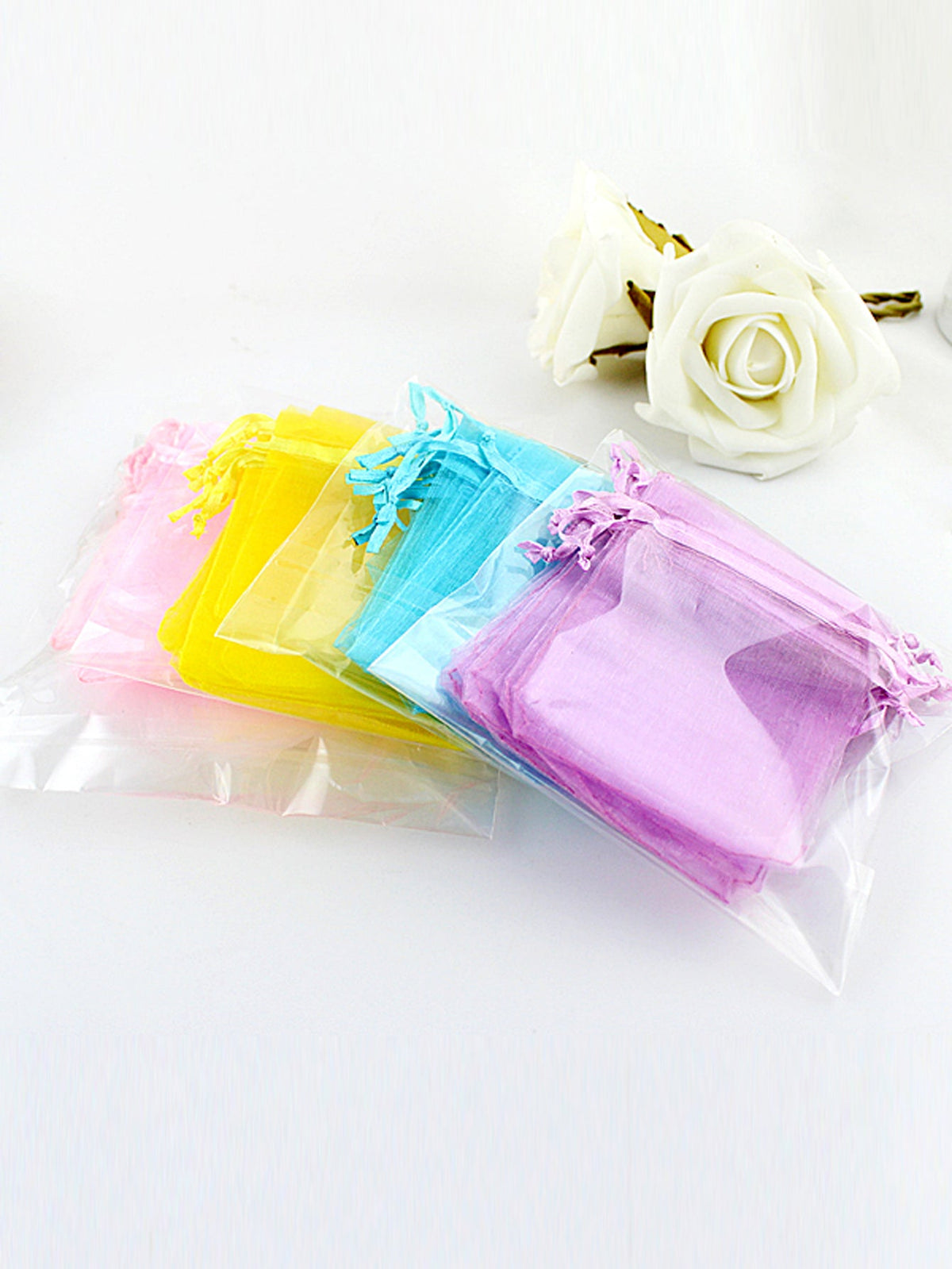 Random color 10pcs/set Colorful Organza Jewellery Bags Drawstring Gift