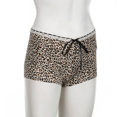 Women's Leopard Print Lace Stitching Casual Bottoms Low Waist
