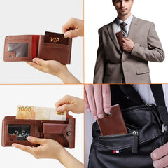 1Pc Men  Wallet PU Leather Purse Slim Card Holder Cases With 2 ID