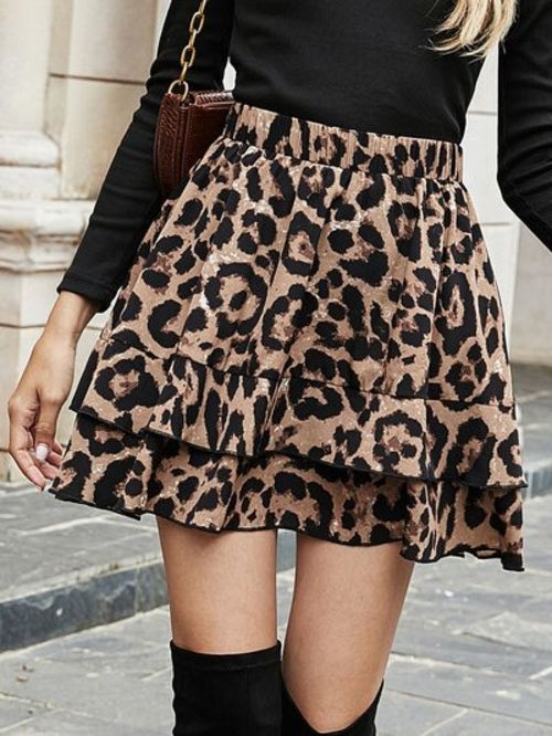 MUNSIEUR Leopard Print Ruffled Skirt - Luxury Animal Print Skirt for
