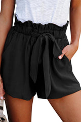 Ruffled Tied Waist Solid Shorts