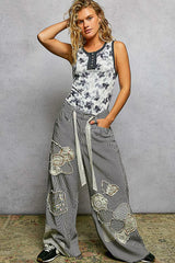 POL Floral Round Neck Cropped Ribbed Tank