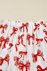 Christmas Bow Top and Pants Pajama Set
