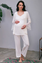 Shopymommy 5648 Flywheel Arm Lace Double Breasted Maternity & Nursing