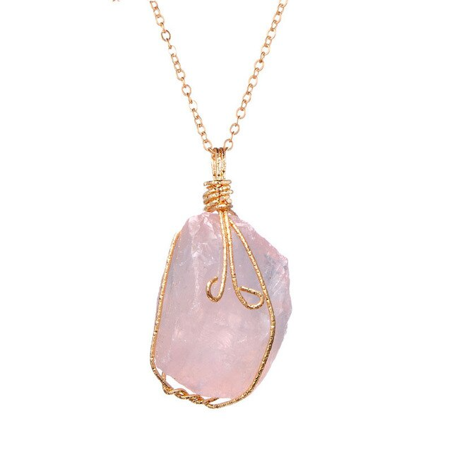 Natural Gemstone Necklace Chakra Stone Pendant Energy Healing Crystal