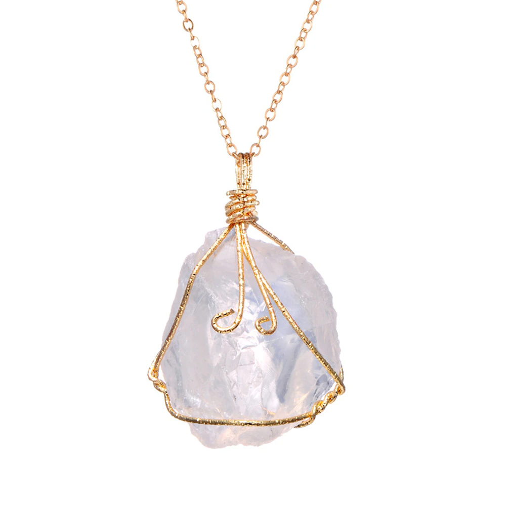 Natural Gemstone Necklace Chakra Stone Pendant Energy Healing Crystal
