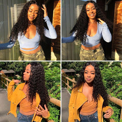 AA Hair Front Wig Womens Brazilian Human Long Curly Lace Wavy Hair